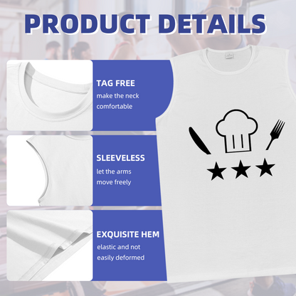 Chef Hat Knife Fork 3 Stars Cooking Lover Sleeveless Tee