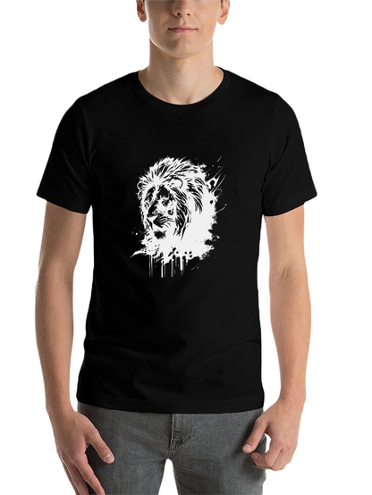 Lion Graphic Print Crew Neck T-Shirt
