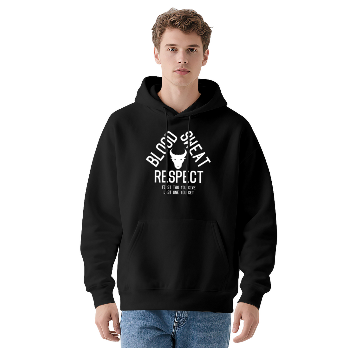 Blood Sweat Respect Bull Logo Red Men¡¯s Hoodie