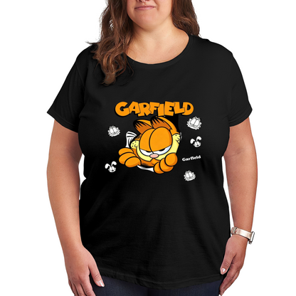 Retro Lazy Garfield Cartoon Cute Plus Size Women Printed T-Shirt