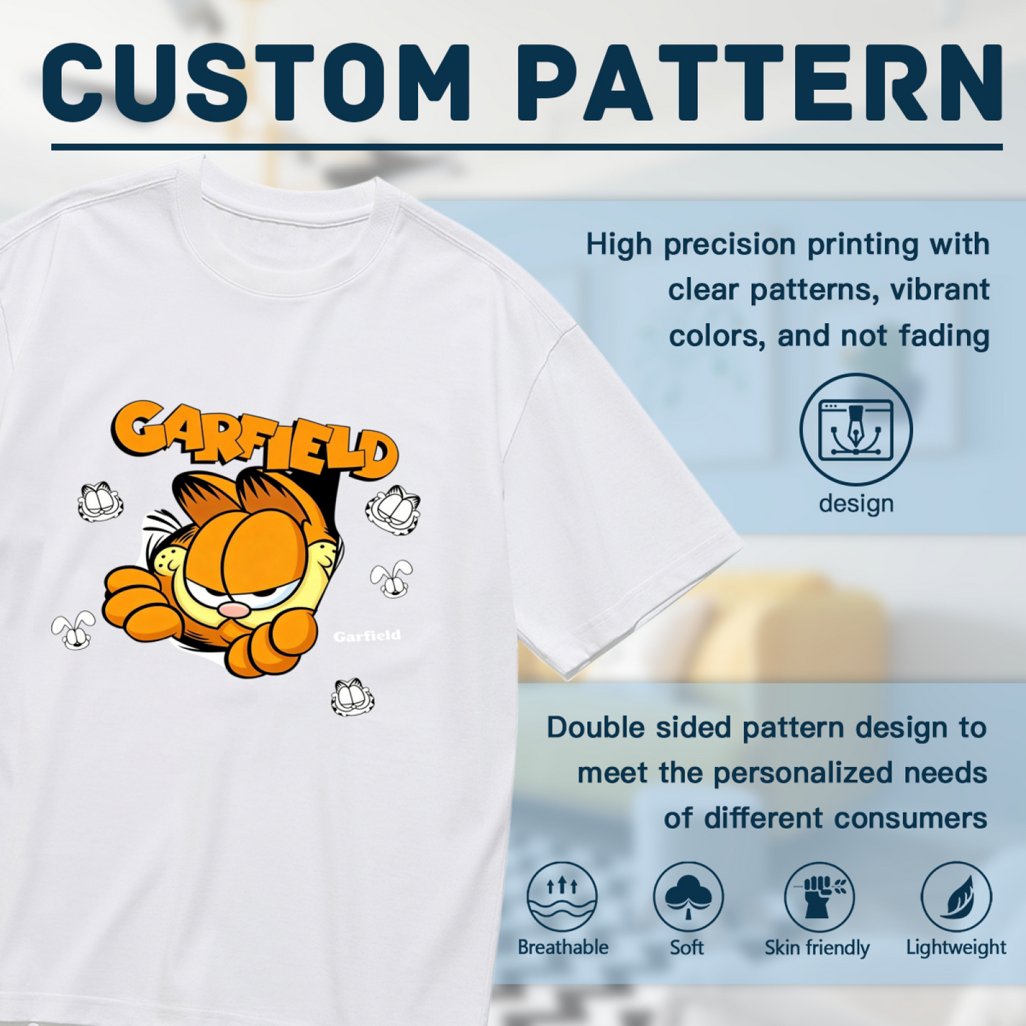 Retro Lazy Garfield Cartoon Cute Plus Size Women Printed T-Shirt