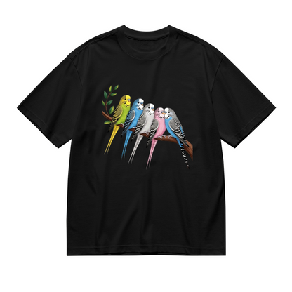 Colorful Budgie Parrot Flock Bird Lover Big Size Tee