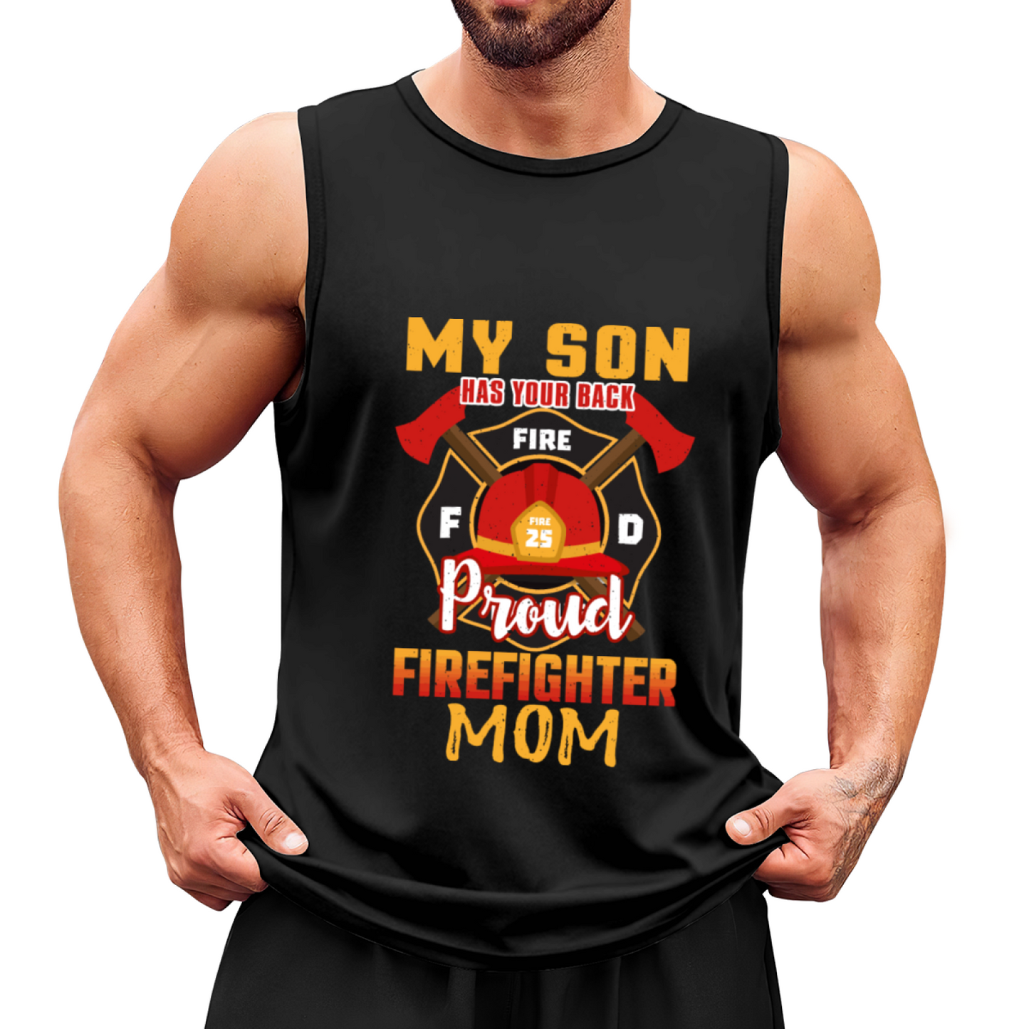 Proud Firefighter Mom Fire Dept Graphic Mens Tank