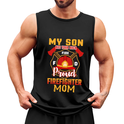 Proud Firefighter Mom Fire Dept Graphic Mens Tank