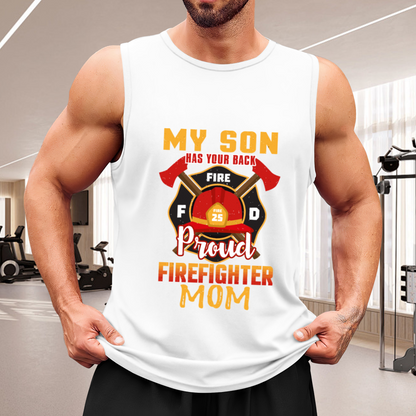 Proud Firefighter Mom Fire Dept Graphic Mens Tank