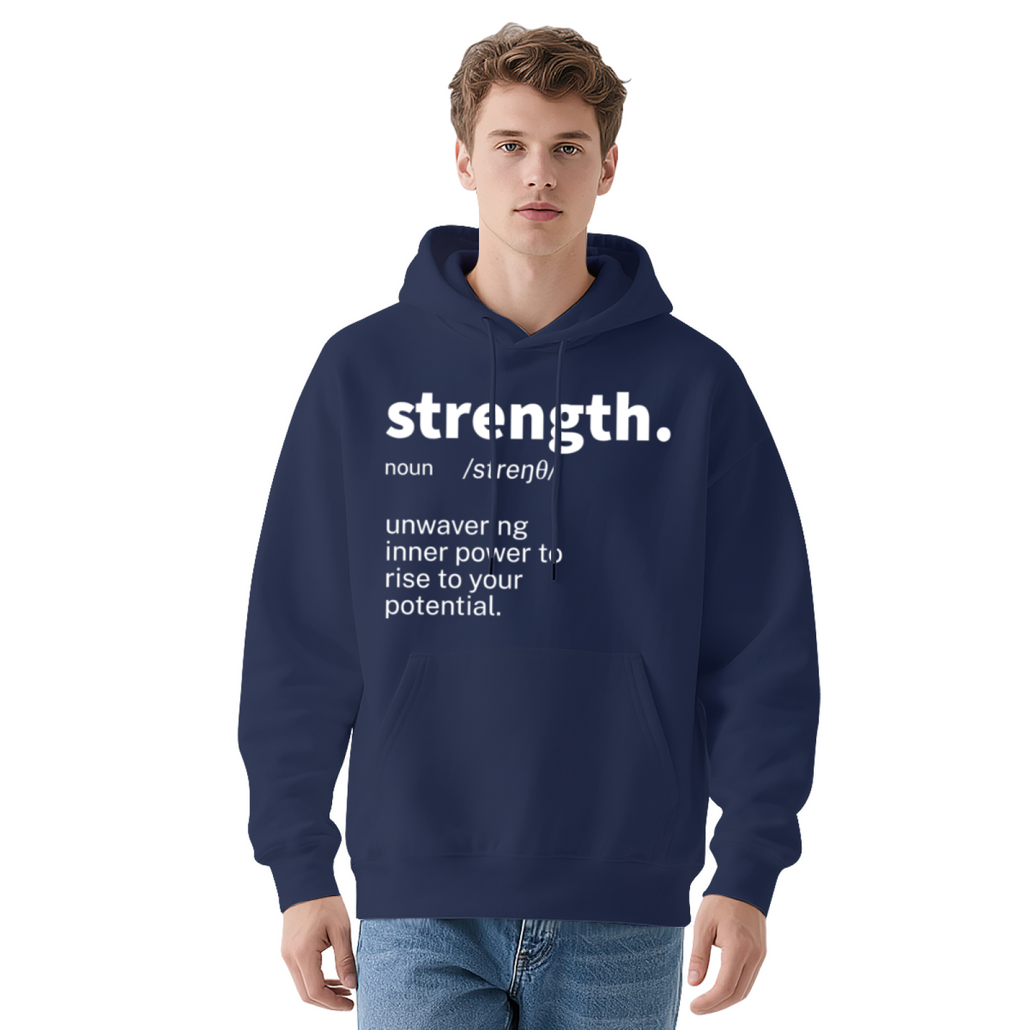 Strength Definition Text Unisex Hoodie, Ultra Soft Loungewear