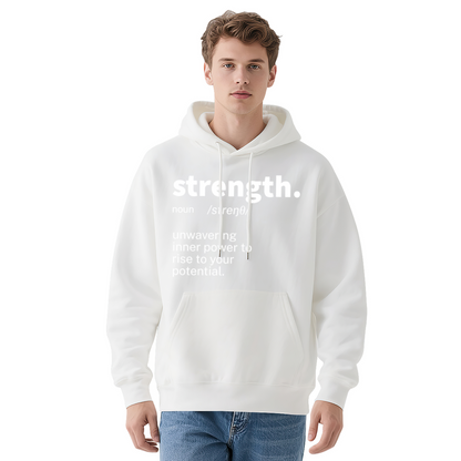 Strength Definition Text Unisex Hoodie, Ultra Soft Loungewear