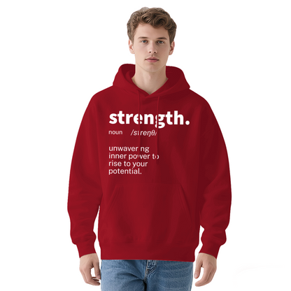Strength Definition Text Unisex Hoodie, Ultra Soft Loungewear
