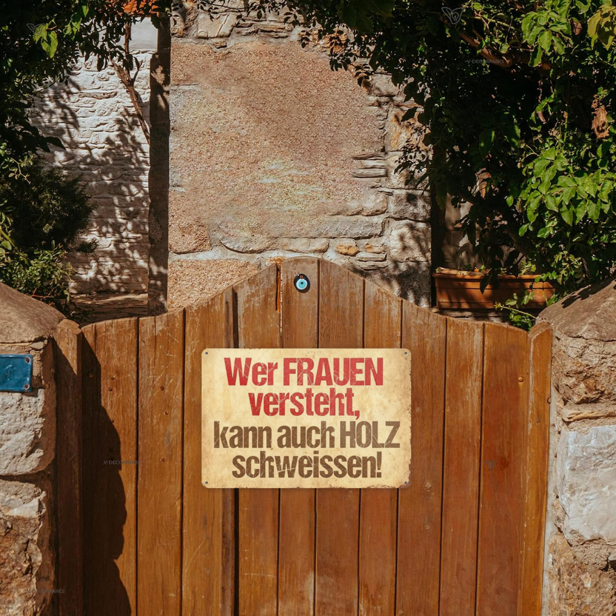 German Woodworking Humor Retro Distressed Tin Wall Sign