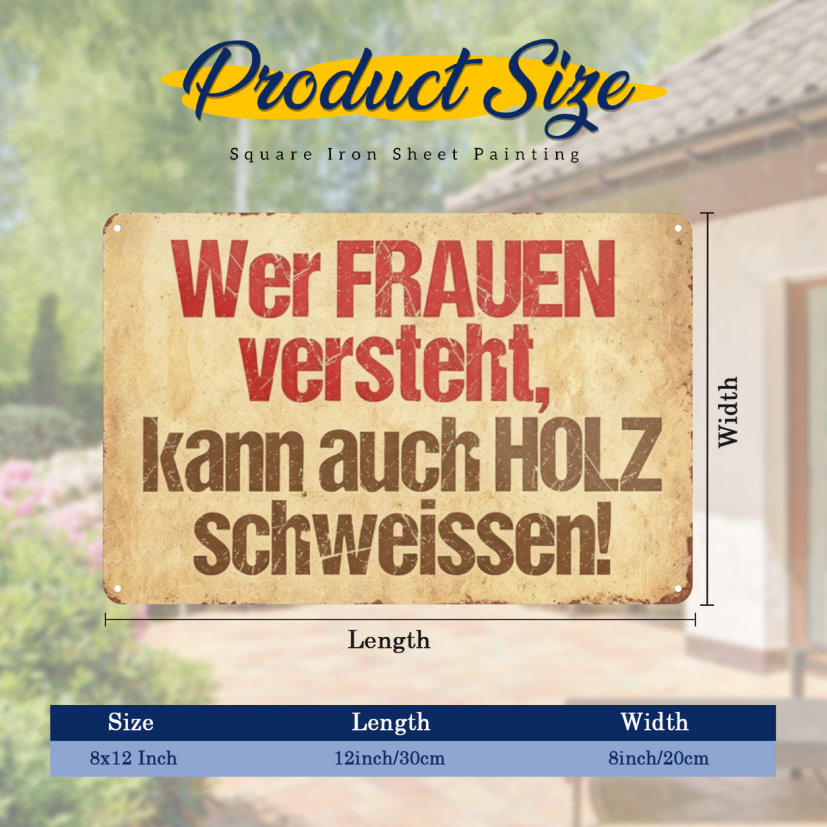 German Woodworking Humor Retro Distressed Tin Wall Sign