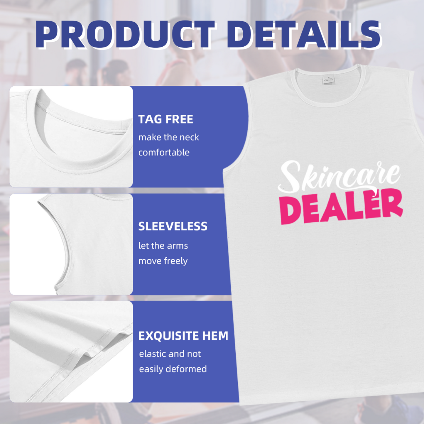Skincare Dealer Funny Pink Letter Print Casual Tank Top Men