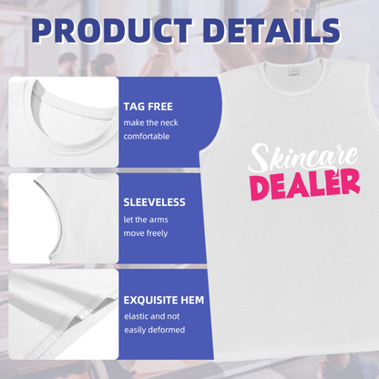 Skincare Dealer Funny Pink Letter Print Casual Tank Top Men