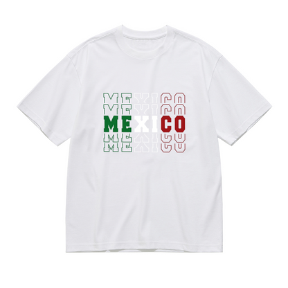 MEXICO Green White Red Stacked Letter Patriotic Print Plus Size Women¡¯s T-Shirt