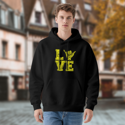 LOVE Panther Hand Sign Soft Black Hoodie, Street Comfort Wear