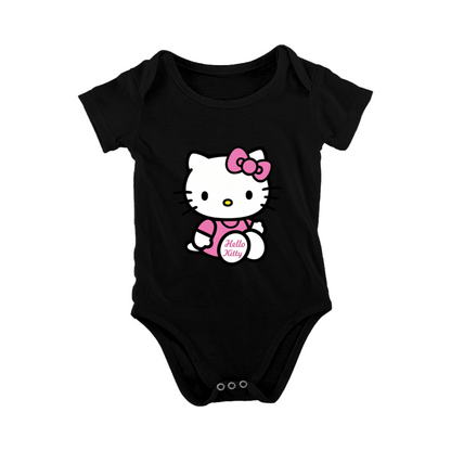 Classic Pink Bow Hello Kitty Cute Baby Girl Daily Romper