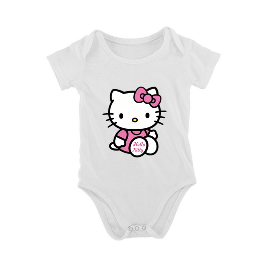 Classic Pink Bow Hello Kitty Cute Baby Girl Daily Romper