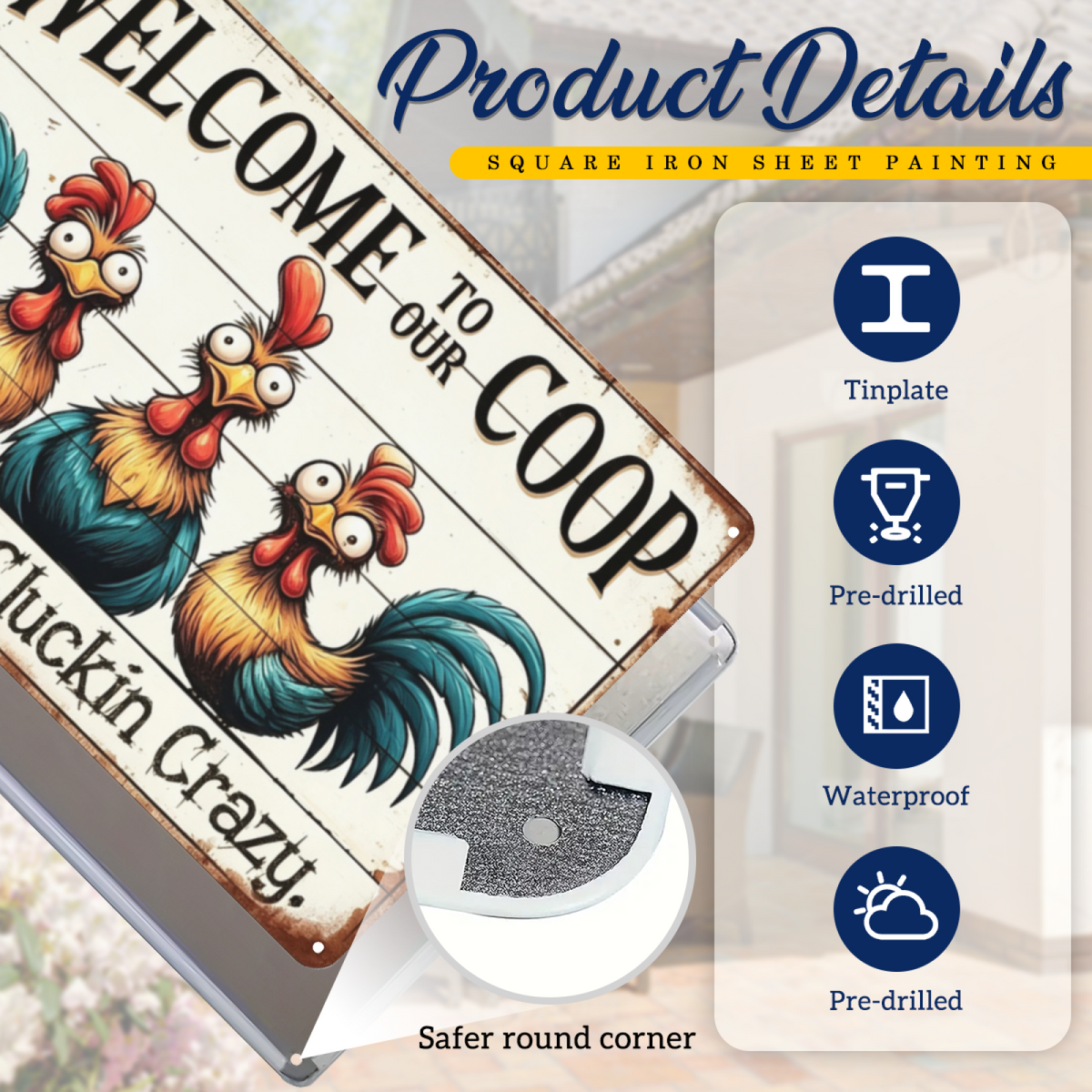 Farm Chicken Coop Humorous Retro Wall Sign