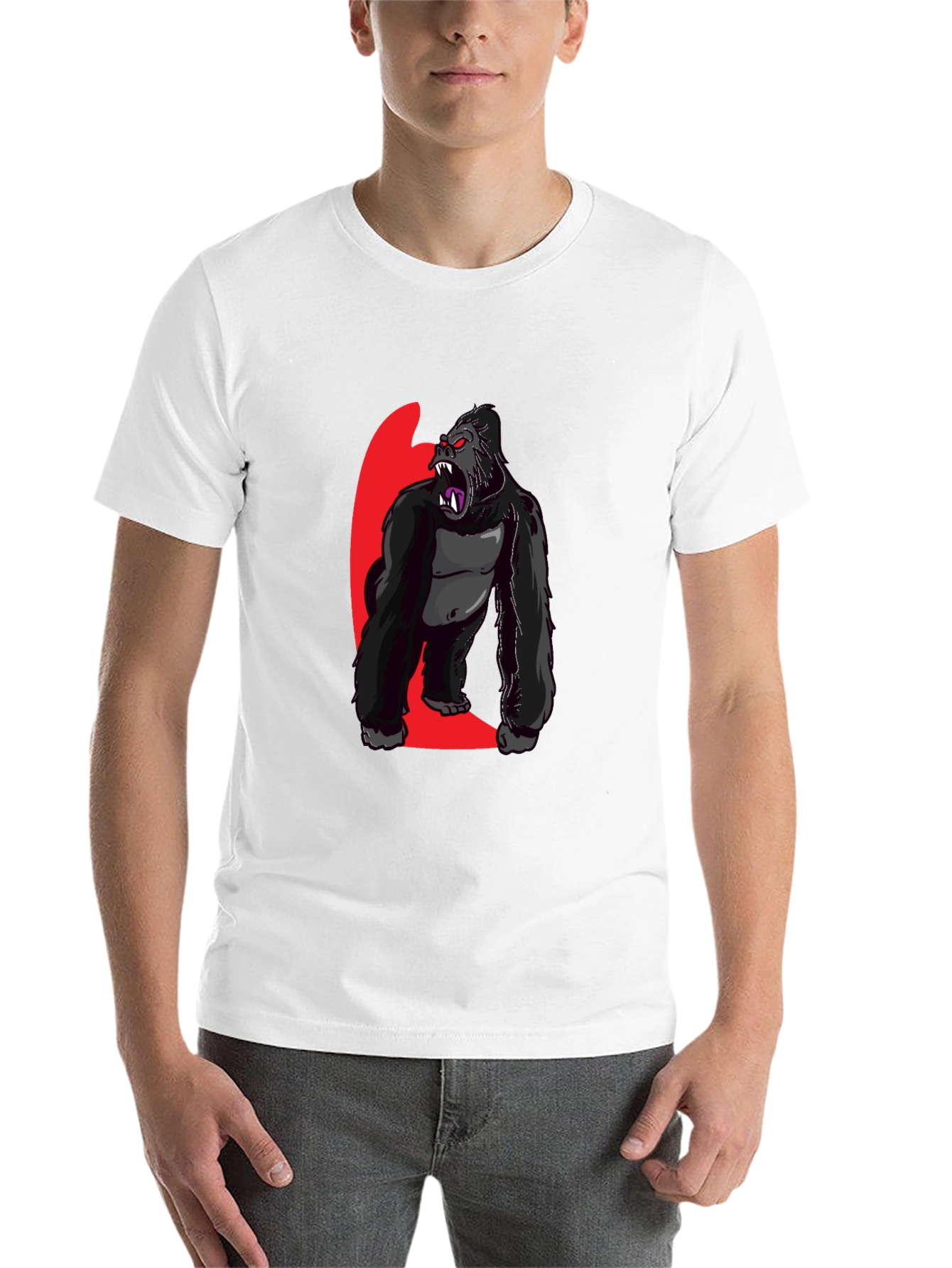 Graphic Gorilla Print Black T-Shirt