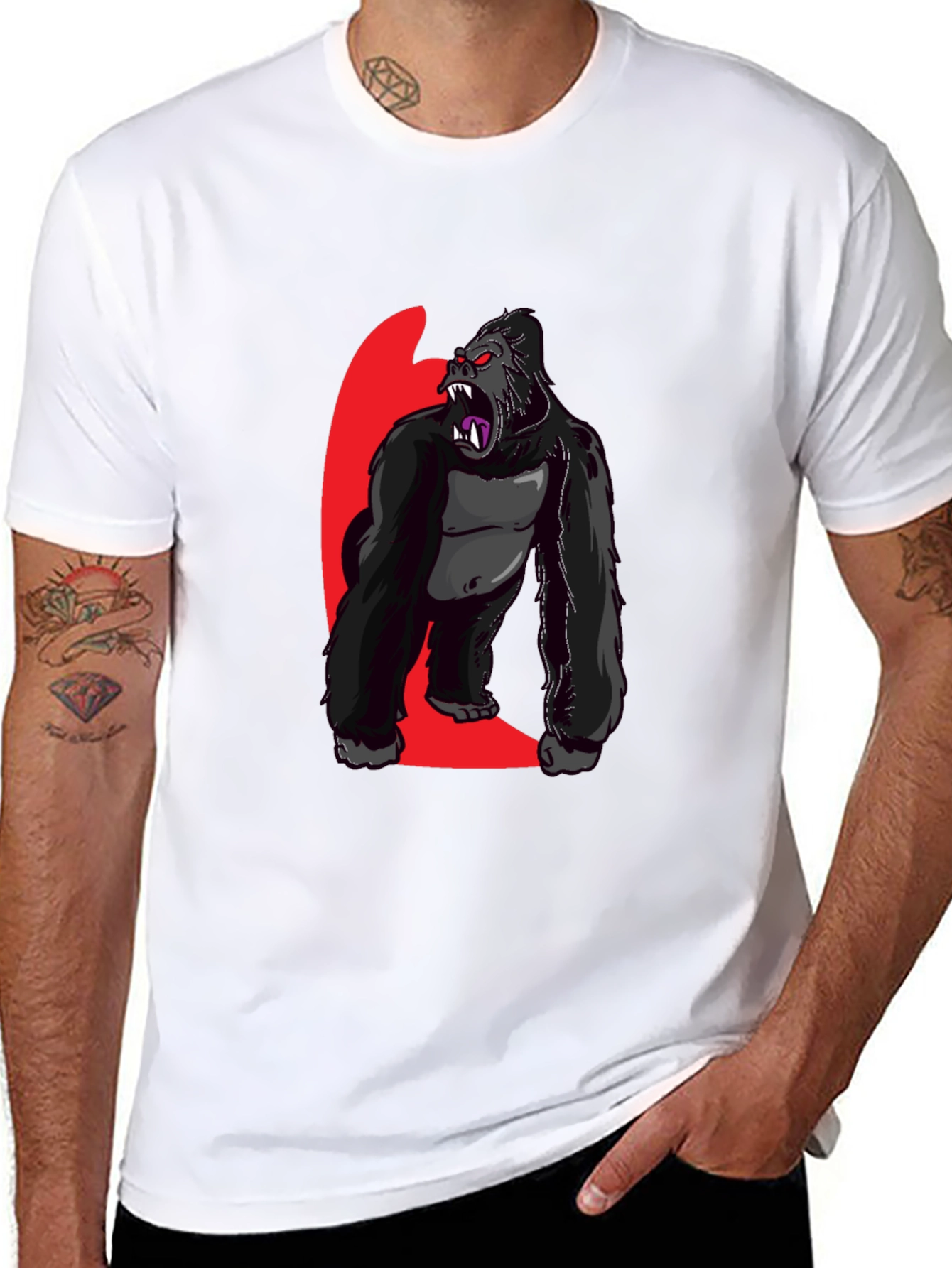 Graphic Gorilla Print Black T-Shirt