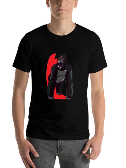 Graphic Gorilla Print Black T-Shirt