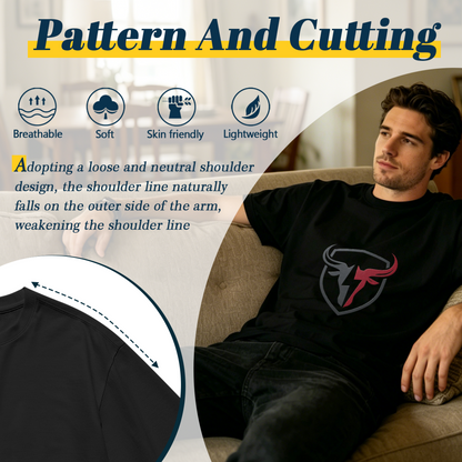 Men's Split Bull Head Shield Sport Retro Logo Graphic Tee