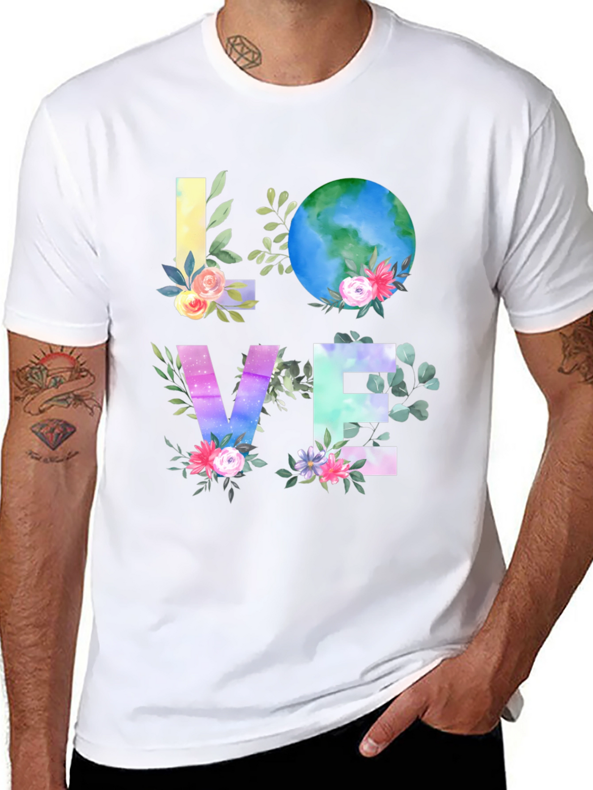 Love Earth Graphic T-Shirt - Floral Planet Tee