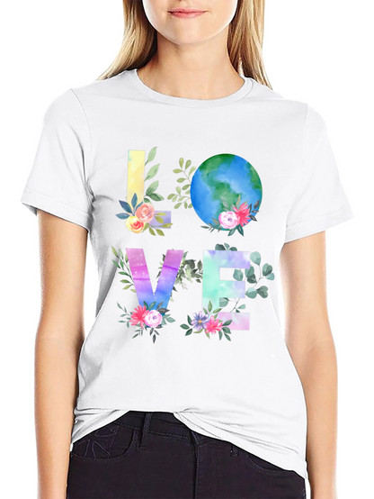 Love Earth Graphic T-Shirt - Floral Planet Tee