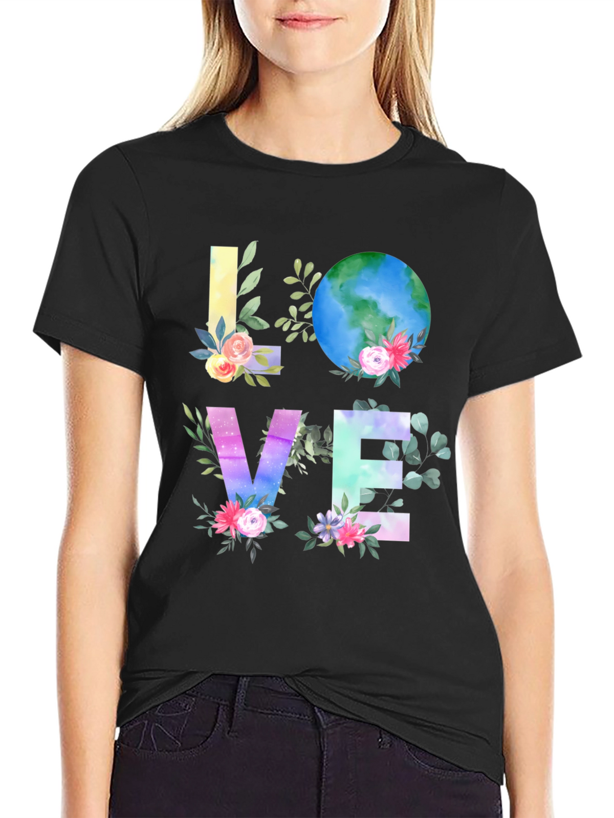 Love Earth Graphic T-Shirt - Floral Planet Tee