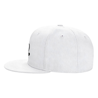 Double Intertwined Hearts Minimalist White Flat Brim Cap