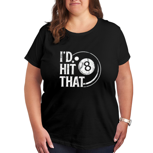 Retro Distressed I'd Hit That Billiard 8 Ball Funny Graphic Plus Size Women Printed T-Shirt