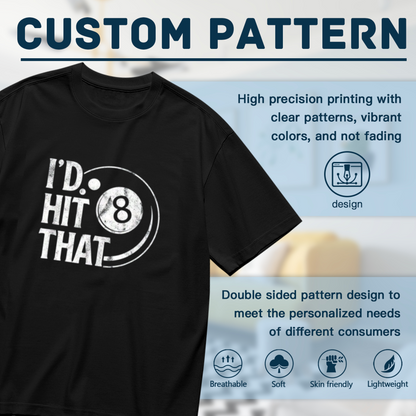 Retro Distressed I'd Hit That Billiard 8 Ball Funny Graphic Plus Size Women Printed T-Shirt