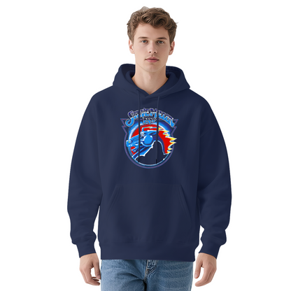 Vintage Rock Band Horse Logo Hoodie, Men Stylish Cozy Long Sleeve Hooded Top