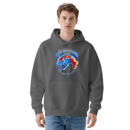 Vintage Rock Band Horse Logo Hoodie, Men Stylish Cozy Long Sleeve Hooded Top