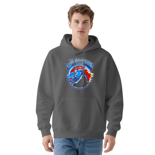 Vintage Rock Band Horse Logo Hoodie, Men Stylish Cozy Long Sleeve Hooded Top
