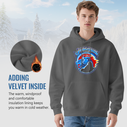 Vintage Rock Band Horse Logo Hoodie, Men Stylish Cozy Long Sleeve Hooded Top