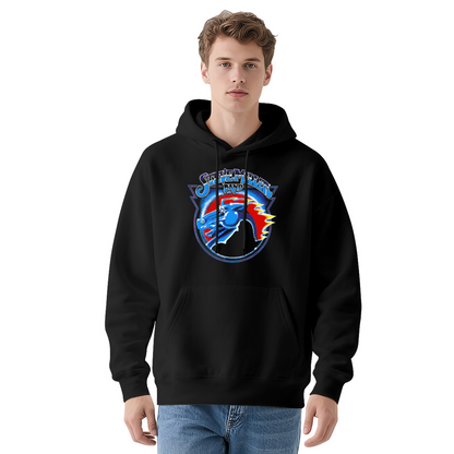 Vintage Rock Band Horse Logo Hoodie, Men Stylish Cozy Long Sleeve Hooded Top