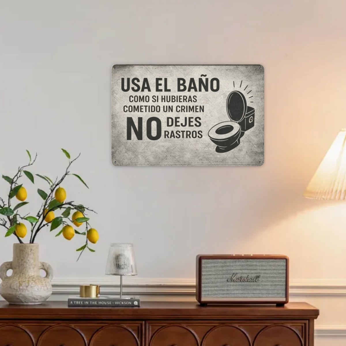Funny Spanish Bathroom Clean Reminder Tin Art