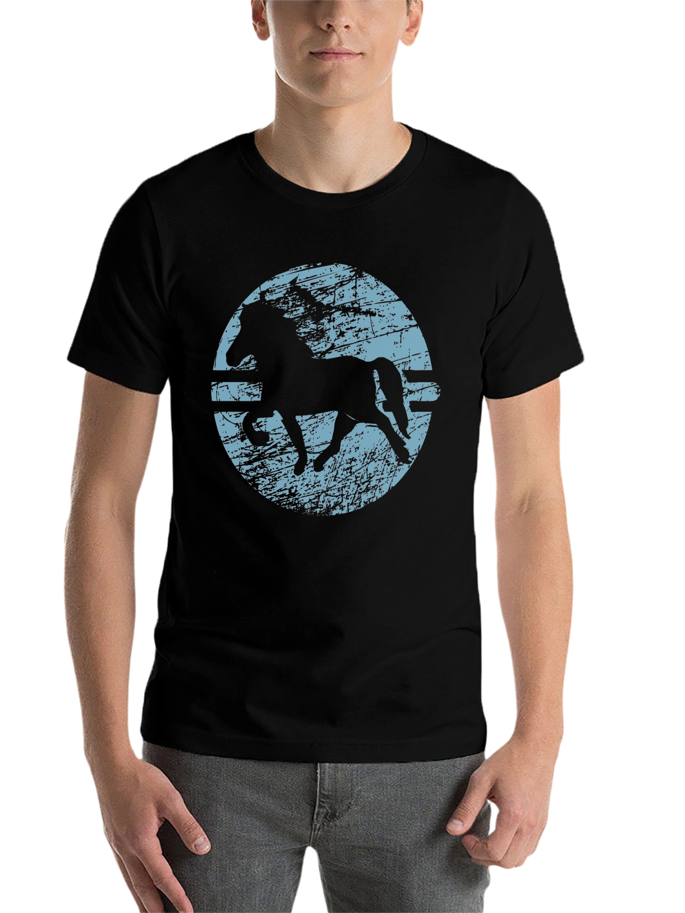 Horse Silhouette Graphic T-Shirt - Black