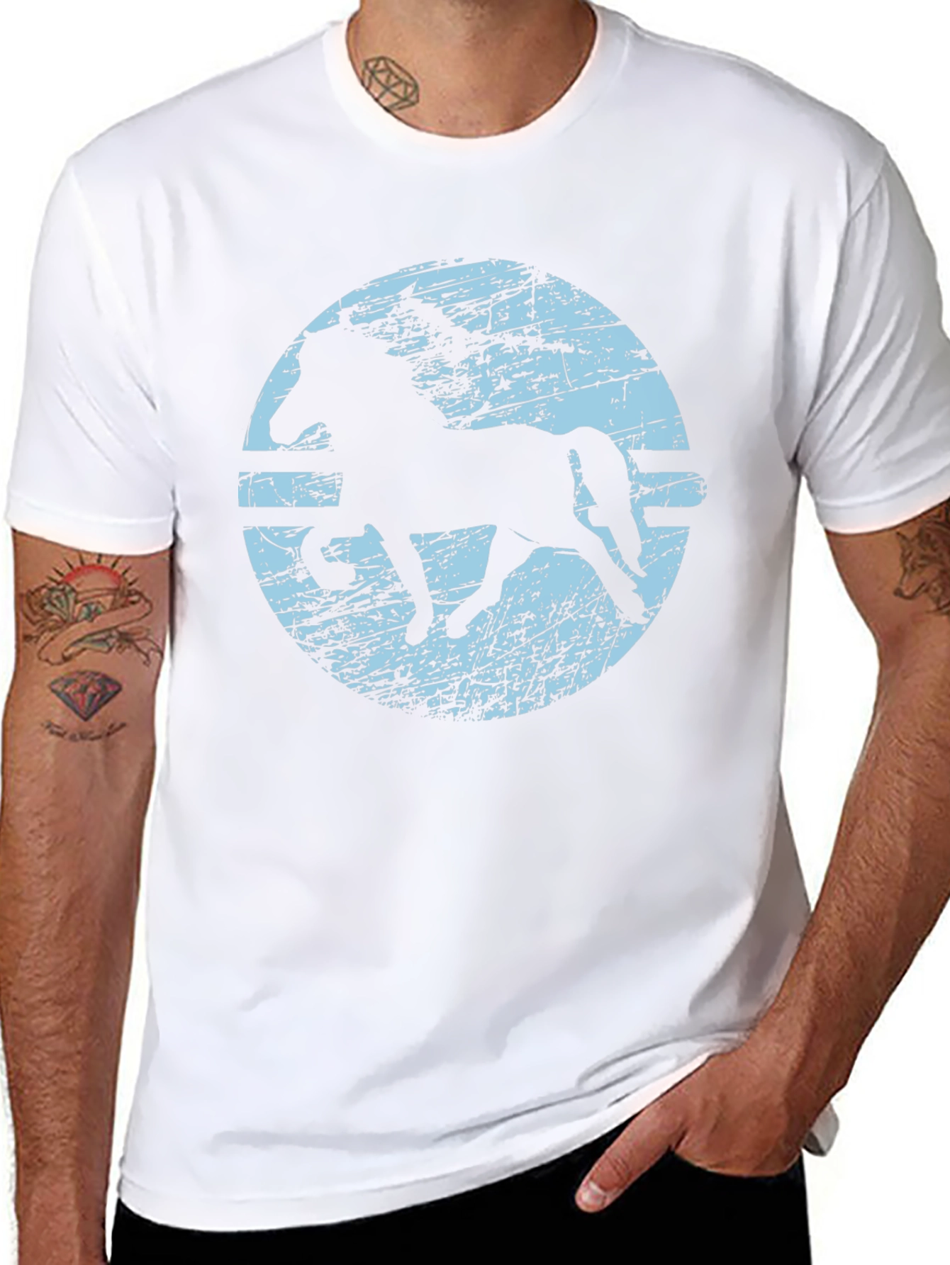Horse Silhouette Graphic T-Shirt - Black