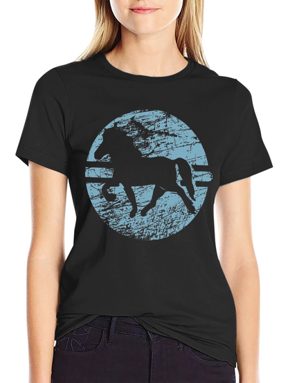 Horse Silhouette Graphic T-Shirt - Black