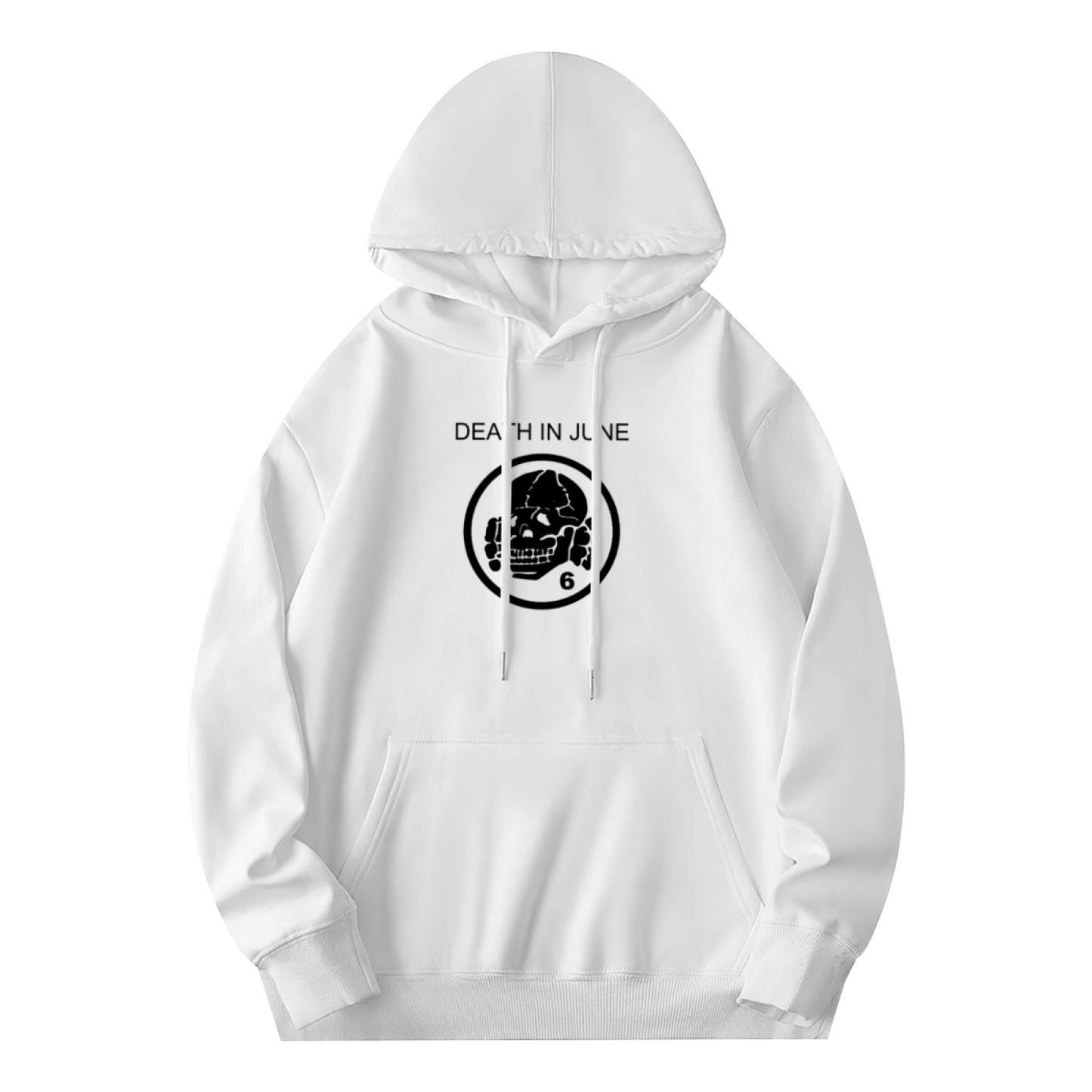 Death In June Skull Logo White Hoodie, Soft Gothic Daily Top