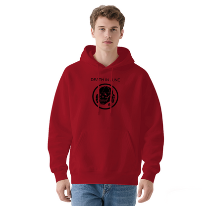Death In June Skull Logo White Hoodie, Soft Gothic Daily Top