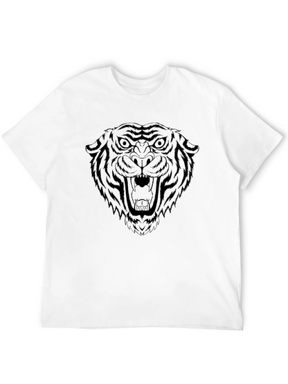 Mens Black Tiger Graphic Tee - Stylish & Bold