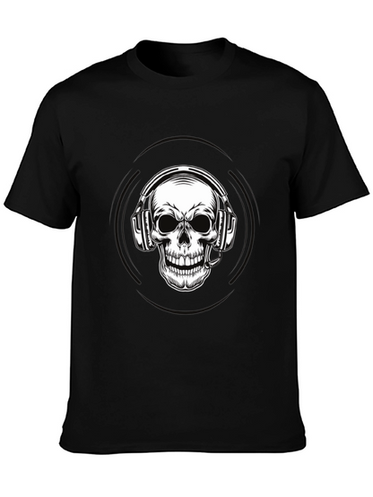 Skull Headphone Graphic Tee - Black
