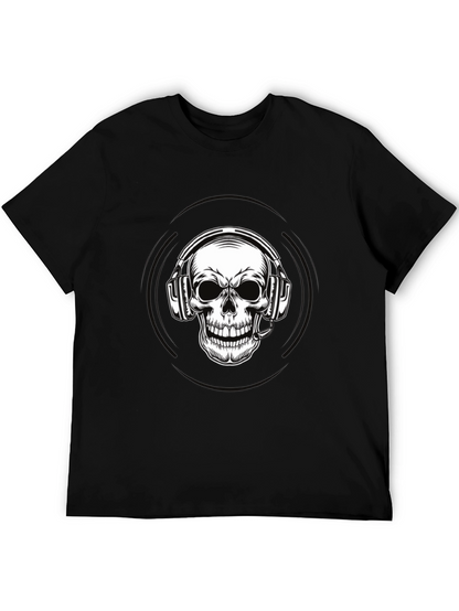 Skull Headphone Graphic Tee - Black