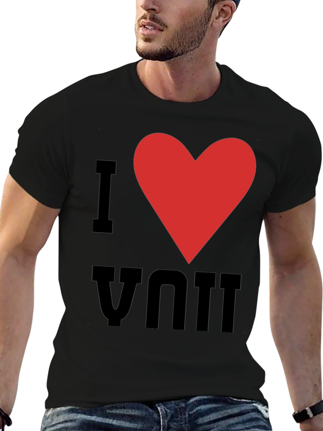 I Heart You Graphic Tee - Black Cotton T-Shirt