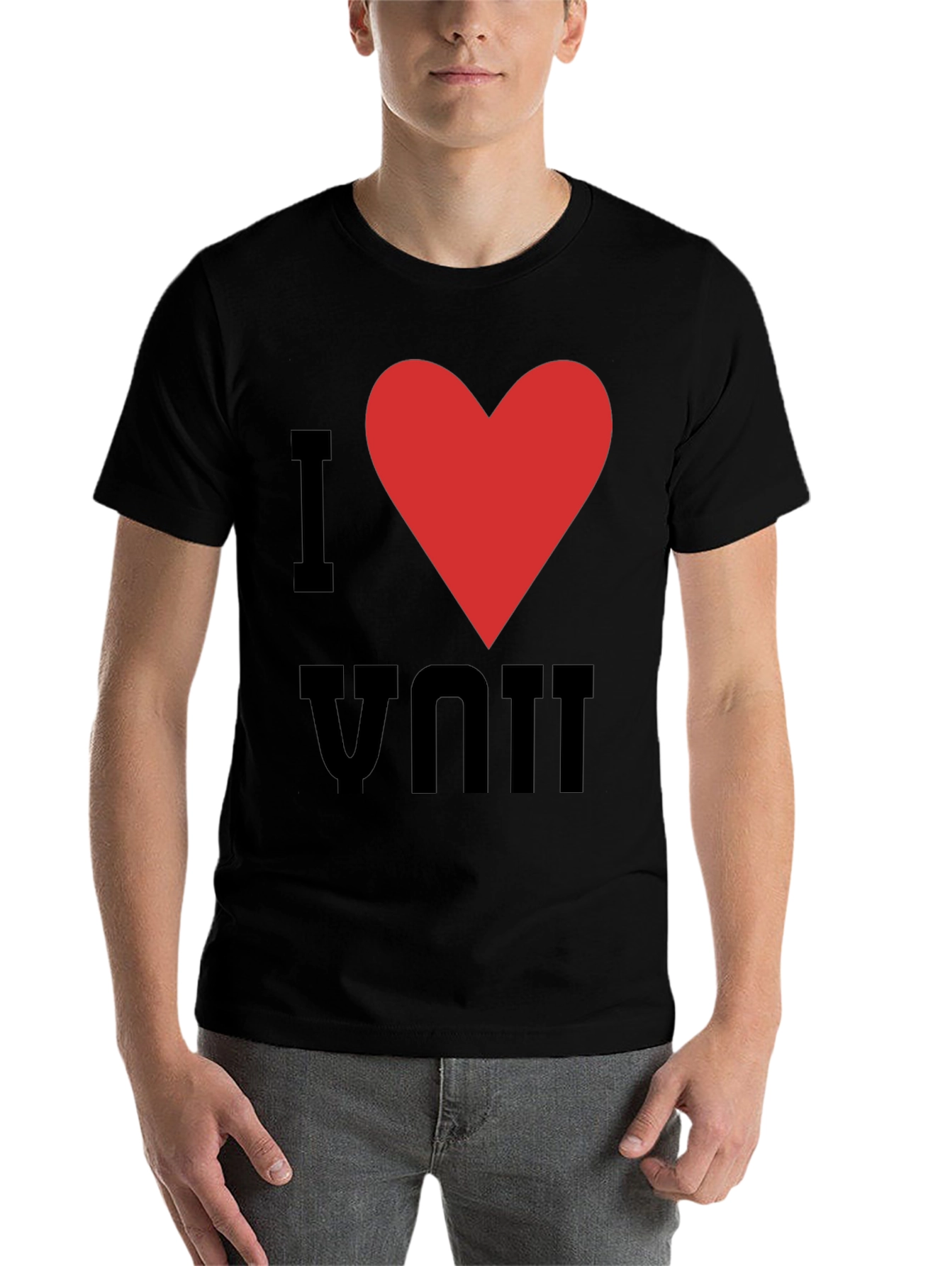 I Heart You Graphic Tee - Black Cotton T-Shirt