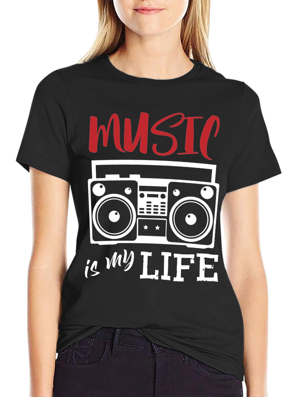 Music is My Life T-Shirt - Retro Boombox Design