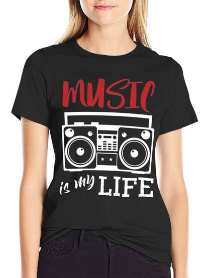 Music is My Life T-Shirt - Retro Boombox Design