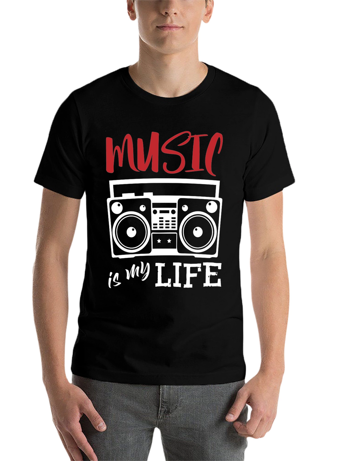 Music is My Life T-Shirt - Retro Boombox Design